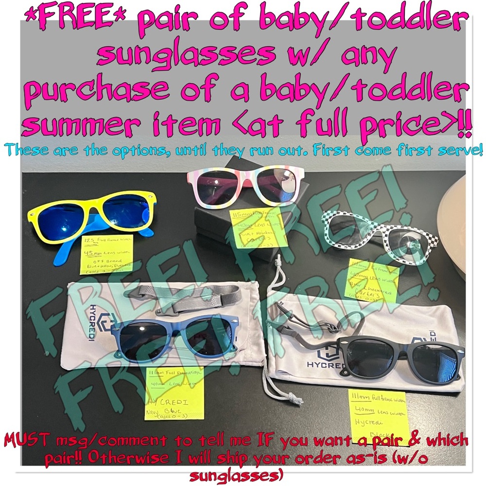 **FREE** Baby/Toddler 🕶️ SUNGLASSES 🕶️ w/ qualifying purchase!!! ☀️ 😎